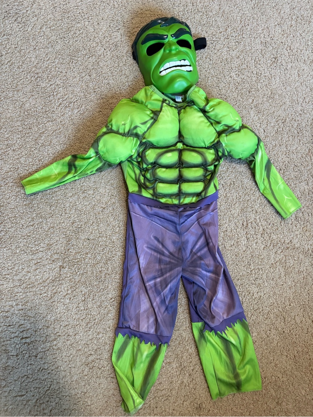 Marvel Hulk Green and Purple Muscle Costume with Mask